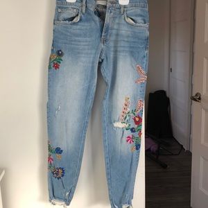 Zara floral boyfriend jeans